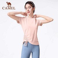 88VIP：CAMEL 駱駝 瑜伽服女短袖夏季速干衣高級感健身服抽繩t恤跑步運動服上衣