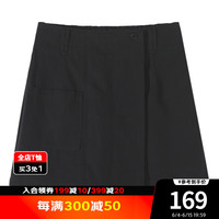 美特斯邦威短裤女2024夏季纯色简约时尚舒适宽松百搭梭织短裤 影黑 155/62A/S