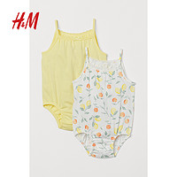 H&M HM童装婴儿宝宝哈衣2件装冬季棉质可爱无袖蕾丝边包屁衣0931354