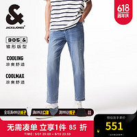 杰克·琼斯（JACK&JONES）夏季男士裤子锥腿九分裤舒适含莱卡休闲百搭牛仔裤224232097 中牛仔蓝E42 常规 中牛仔蓝E42 170/76A/SR