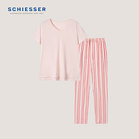 SCHIESSER 舒雅 女士棉莫代尔柔软舒适亲肤家居服套装E1/22413H 粉红 S