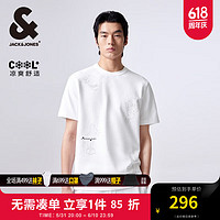 杰克·琼斯（JACK&JONES）春夏男士圆领字母刺绣短袖T恤男装224201340 雪白色A06 常规 雪白色A06 180/100A/L