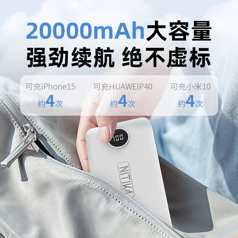 20W 充电宝 20000mAh 送双口Type-C线