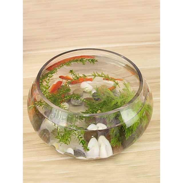 HIGANBANA 鱼缸 透明玻璃 圆型 迷你桌面小鱼缸 20号（裸缸）