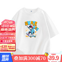 贵人鸟 男女童夏季短袖中小学生上衣夏男孩中性圆领T恤组合 滑板白 140cm