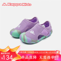 Kappa Kids卡帕网面透气男女童凉鞋夏时尚软底轻便沙滩鞋包头防踢紫色24码