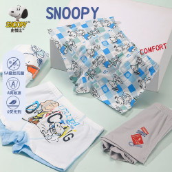 SNOOPY 史努比 男童女童纯棉内裤 平角内裤 4条装