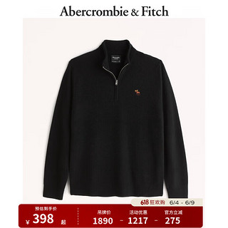 ABERCROMBIE & FITCH男装 美式复古小麋鹿商务保暖柔软羊绒毛衣针织衫 321945-1 黑色 S (175/92A)