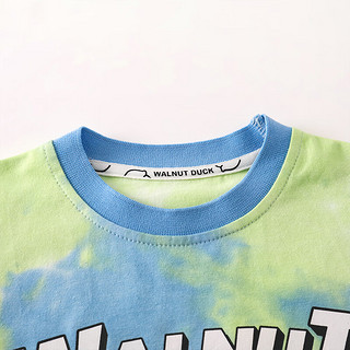 WALNUT DUCK夏季2024年儿童纯棉短袖T恤潮流百搭时尚款六一儿童节 渐变鸭/蓝绿色 110码 身高(100CM-112CM)