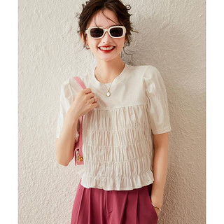 夏款时尚减龄短袖小衫纯色圆领女式T恤 YU100900100