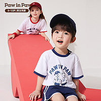 88VIP：Paw in Paw PawinPaw卡通小熊童装新款男女童复古运动纯棉舒适短袖短裤套装