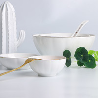 敏杨 碟碗散件 家用简约欧式骨瓷品味西餐水果沙拉碗盘北欧碗 家用