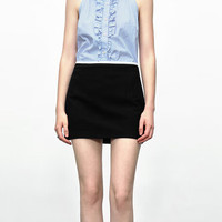 URBAN REVIVO 女士复古感优雅撞色A字廓形短半裙 UWU540059 正黑 XS
