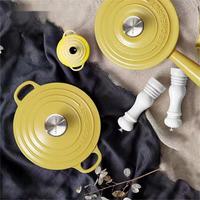 LE CREUSET 酷彩 法国鹅黄色珐琅铸铁锅海鲜炒炖煮汤微压多巴胺