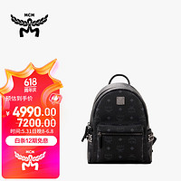 MCM 奢侈品 女士 Stark系列黑色印花logo双肩背包 MMKAAVE10BK001