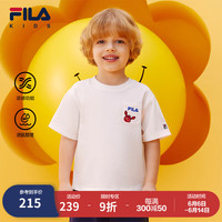 FILAxWiggleWiggle斐乐儿童童装2024夏季小童凉感T恤男童短袖 标准白-AWT 165cm