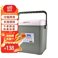 欧宝森 绿色26L 保温箱户外冰桶越野车载家用商用冷藏箱便携露营保鲜钓鱼