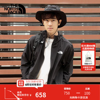 北面（The North Face）防晒服薄风衣男防泼水防风UPF40+轻薄外套皮肤衣24春季|7WCY JK3/黑色 M/170