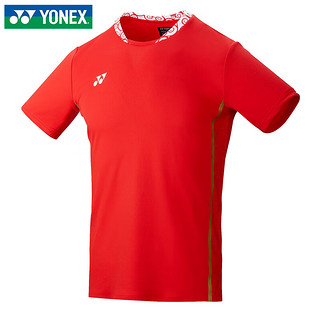 YONEX2024巴黎战袍尤尼克斯羽毛球服国家队同款速干大赛服10064 10666 男款 短袖 钻石红 M