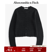 ABERCROMBIE & FITCHAF女装 24秋季休闲百搭修身圆领针织开衫 K150-4280 黑色 XXS  (160/80A)