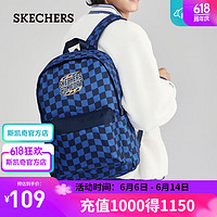 SKECHERS 斯凯奇 男女同款双肩背包L323U105 蓝黑格子满印/03CU 均码