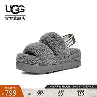 UGG 春夏女士厚底束带茸茸凉鞋 1120876 LGH|灯塔灰色|经典延续色 36