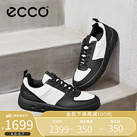 ecco 爱步 休闲鞋男 耐穿拼色百搭板鞋潮 街头720系列520814 黑色/白色39