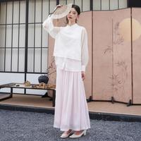 新中式流光纱绸高腰A摆轻熟半身裙女2024夏季垂感纱裙半裙