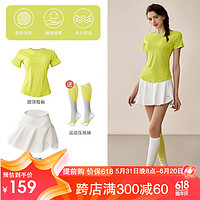 悅步 跑步運動套裝羽毛球服女晨跑速干短袖T恤網球瑜伽健身服夏季薄款