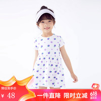 小猪班纳童装夏装儿童裙子小童女童连衣裙波点宝宝连身裙 珍珠白紫色草莓波点 120cm