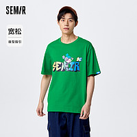 Semir 森马 短袖T恤男夏季凉感抗菌情侣装宽松套头针织上衣潮流渐变印花