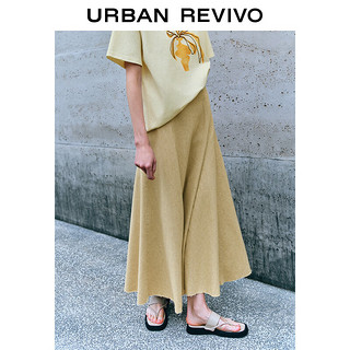 URBAN REVIVO 女士简约休闲复古时髦显瘦开衩半裙 UWH840103 卡其 M