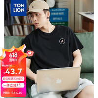 唐狮 TONLION短袖T恤男2024夏季新款圆领半袖宽松 黑色