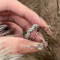 Trendolla 轻奢锆石戒指缠绕条纹个性创意设计感食指戒气质感手饰女 戒指-银色