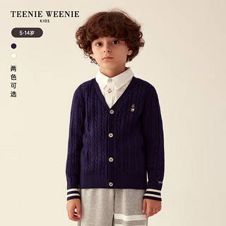 Teenie Weenie Kids小熊童装男童23年秋季复古麻花纹针织开衫 象牙白 130cm