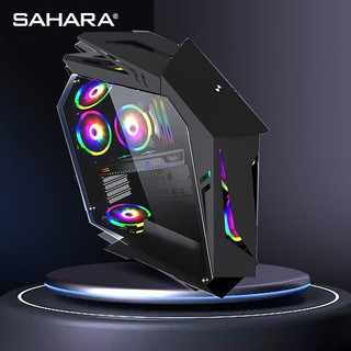  SAHARA/撒哈拉 全侧透钢化玻璃 电脑机箱+五环ARGB风扇  黑色