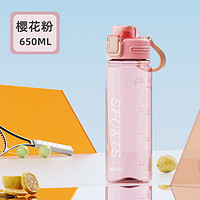 名创优品（MINISO）塑料杯大容量儿童吸管杯运动水杯子男女运动水壶650ml粉色