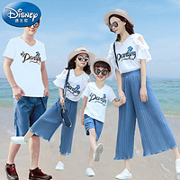 迪士尼Disney亲子装夏装23一家三四口高端套装韩版全家装母女装 浅蓝色 套装 爸爸XL