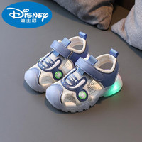 迪士尼（Disney）男童鞋子2024凉鞋夏季儿童包头凉鞋女童时尚软底防滑发光凉鞋 860蓝色 21