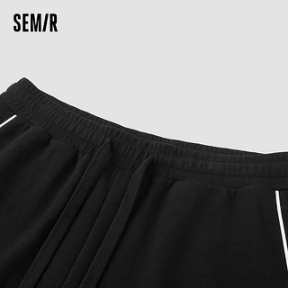 森马（Semir）休闲中裤男2024夏季宽松运动篮球短裤时尚撞色 黑色90001 185/88A/XXL