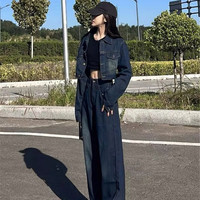 宝婕娜女士服装2024的秋装牛仔套装春搭配一整套韩剧时尚级感夹克外 单裤子 S
