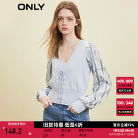 ONLY新款拼接假两件灯笼袖短款修身针织衫女|123113021 C41 灰色黎明GRAY DAWN 160/80A/S