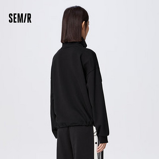 森马（Semir）【多彩卫衣合辑】卫衣女短款连帽印花上衣小个子中长款红色内搭 C款字母印花-黑色90001 160/84A/M