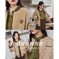 初语两面穿短款棉服女2022冬季新款立领加厚棒球服奶fufu棉服外套 卡其色 M