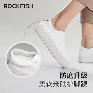 Rockfish厚底小白鞋女2024春季增高女鞋休闲单鞋饼干松糕板鞋
