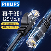 PHILIPS 飛利浦 網線家用6六類千兆高速路由器電腦寬帶網絡線2/3/8/10/15米