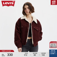 Levi's李维斯秋冬新款女士灯芯绒夹克外套毛领加厚保暖简约百搭