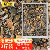 Gong Du 共度 水族箱鱼缸沙子彩色石子 水族箱造景彩沙  造景石底砂 溪流沙1KG（中粒约0.4-2.5cm）