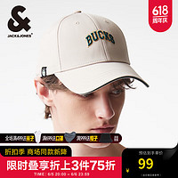 杰克琼斯 杰克·琼斯（JACK&JONES）夏季男士NBA联名雄鹿队字母刺绣可调节帽围棒球帽2242H1002 糙米A11 One Size