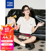 唐狮 TONLION2024女V领短袖T恤TB 本白 S
